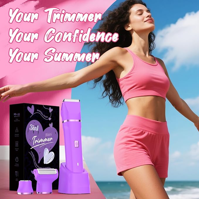 Electric Shaver for Women - Cordless Dermave Bikini Trimmer for Lady's Beauty, Painless Facial Hair Removal Device with Low Noise, Detachable Head, Fast Charging, 2025 Beach Vacation Essentials-BrightBean Baby