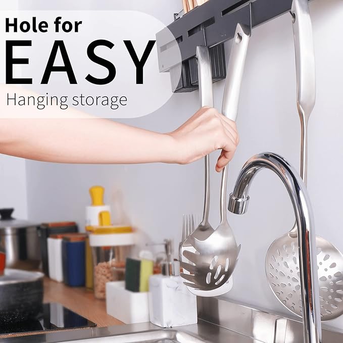 Spaghetti Server, [Rustproof, Integral Forming, Durable] Newness 304 Stainless Steel Pasta Fork with Vacuum Ergonomic Handle, Comfortable Grip Design Spaghetti Server for Kitchen, 14.33 Inches