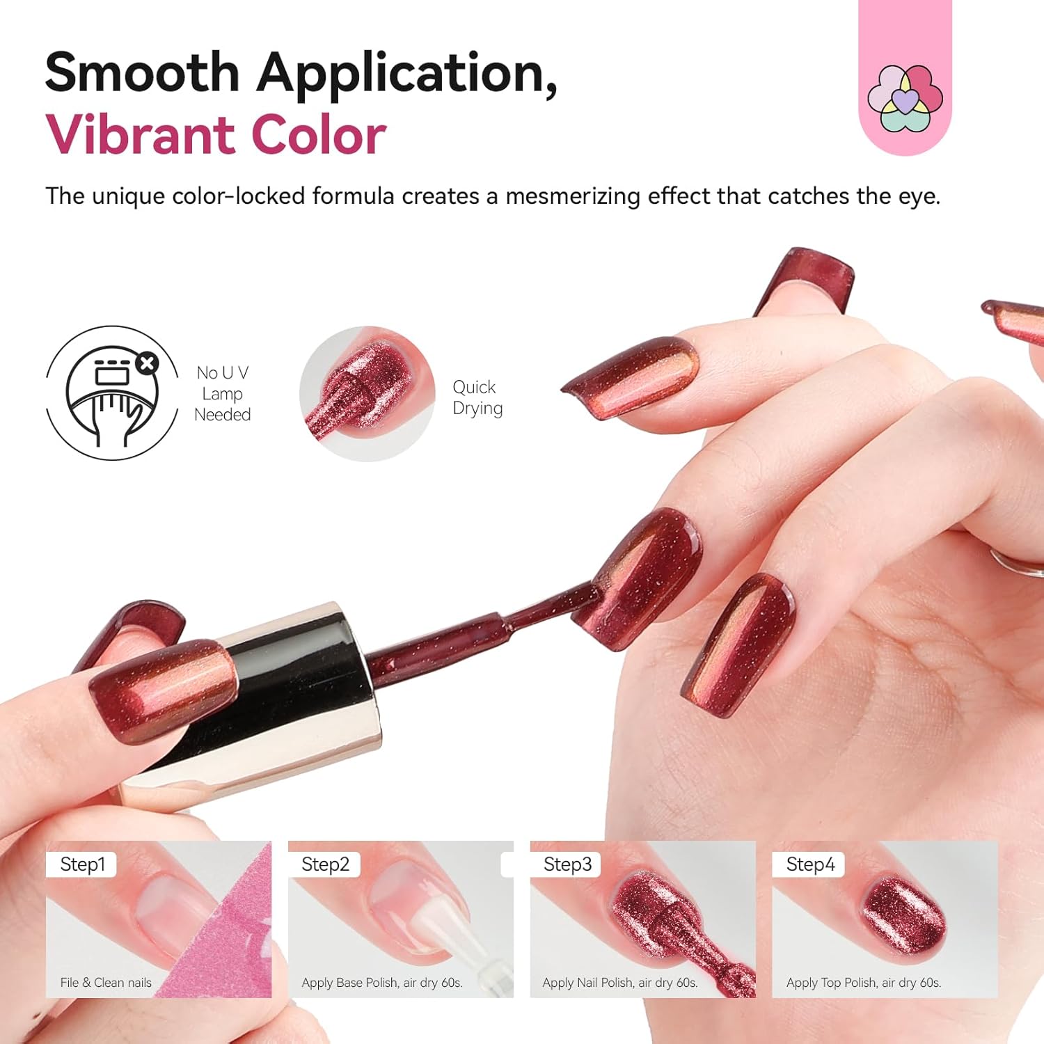 SAVILAND Color Artistry Chameleon Nail Polish - 7 Days Shimmer Dark Purple to Gold Color Shift Fast Dry Fingernail Polish, Metallic Sparkly Shiny Nail Lacquer Nail Art Salon Home-BrightBean Baby