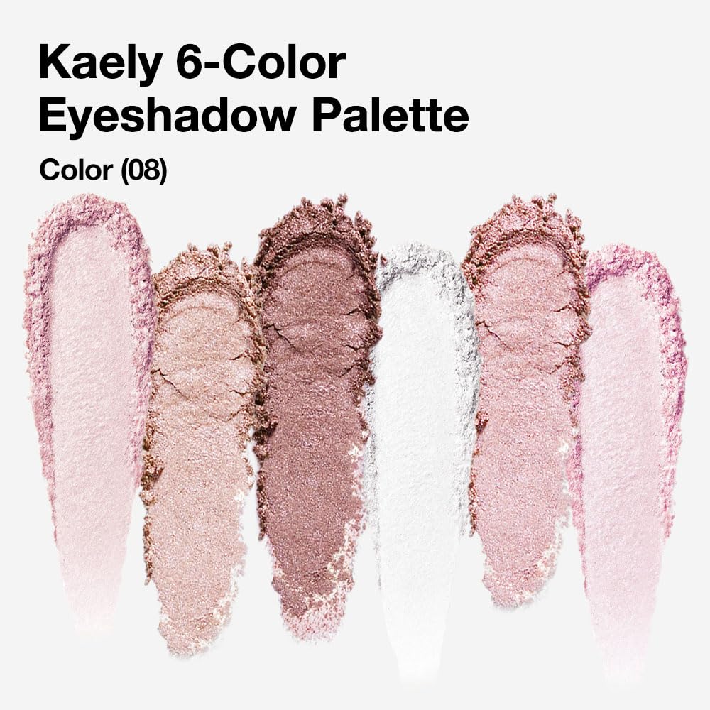 Kaely 6 Color Mini Pink Eyeshadow Palette Makeup, Highly Pigmented Eye Shadow Palette Waterproof, Natural Glitter Shimmer Eye Shadow Palette, paleta de sombras de ojos, Vegan & Cruelty-free, 08-BrightBean Baby