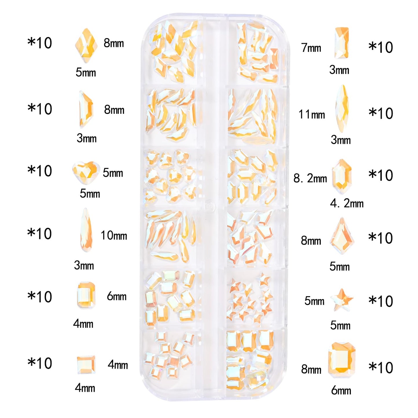 HNUIX Nail Rhinestones - 3D Multi Shape Size Crystal, Crystal Aurora Nail Gems, Flat Back, with Kit, for Nail Art, DIY Decorations-BrightBean Baby