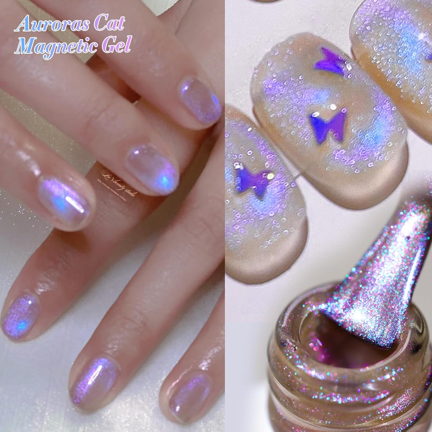 Born Pretty Purple Auroras Cat Magnetic Eye Gel, Fall Winter Mermaid Shiny Effect Soak Off Nail Art Salon Manicure Home Gift 15ml-BrightBean Baby