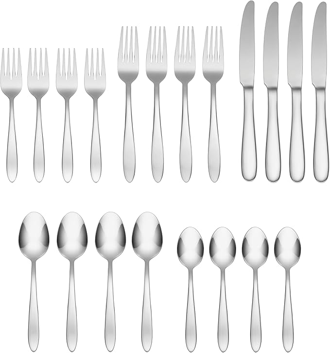 Oneida Mooncrest 20-Piece Flatware Set, Service for 4, Silver (Pack of 3)