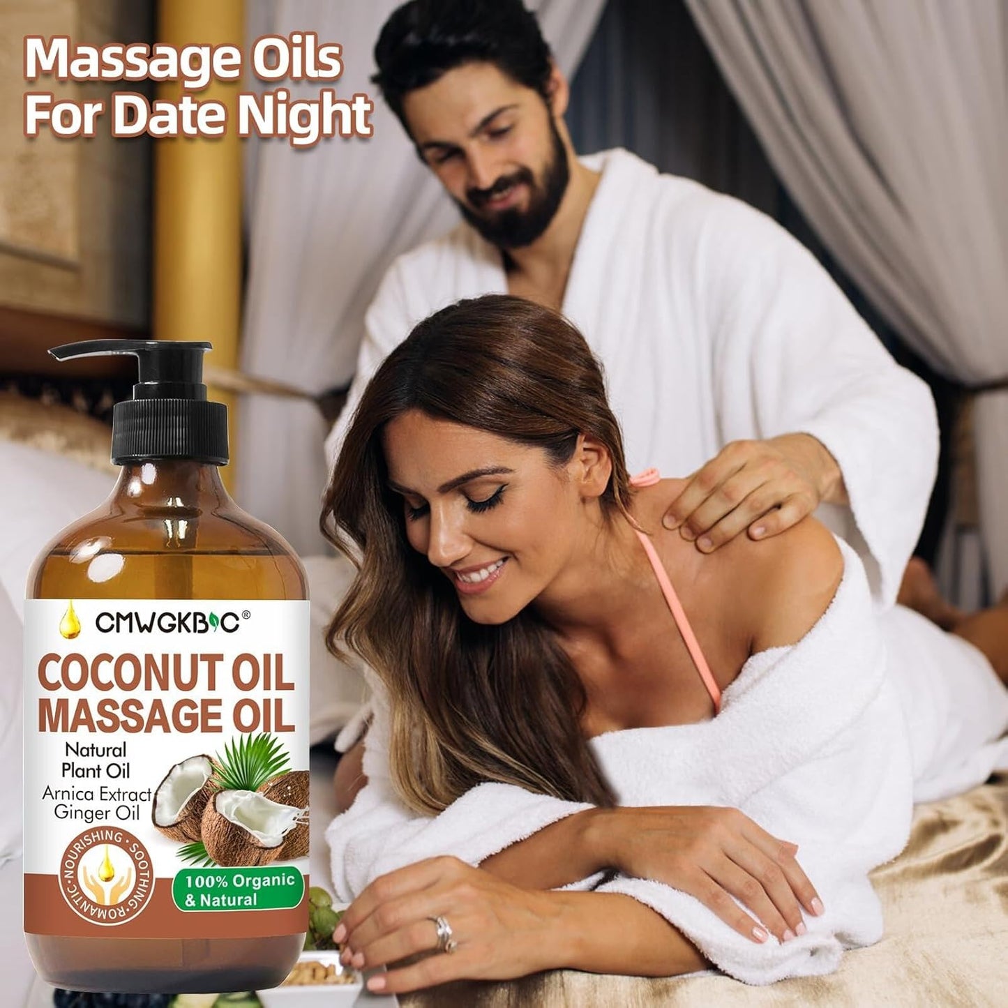 Coconut Oil Massage Oil for Massage Therapy- Relaxing Massage Oil,Carrier Oil for Essential Oils,Non-Greasy Coconut Oil for Skin and Hair,Massage Oils for Date Night Spa Body Oil for Women Men-BrightBean Baby