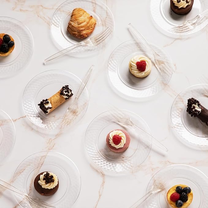 Prestee 180 Gold Glitter Plastic Silverware Cutlery Set - Gold Plastic Silverware Disposable Flatware with 60 Forks, 60 Spoons, 60 Knives - Suitable for Parties, Fancy Party Utensils