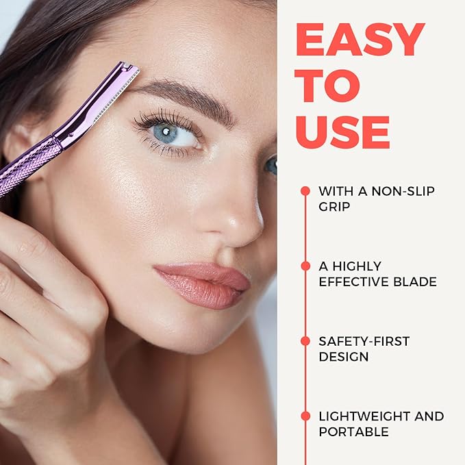 ZOMCHI Eyebrow Razor, Face Razors for Women&Men, Eyebrow Trimmer Shaper with Precision Cover, Facial Shaver with 6 Blades (Purple)-BrightBean Baby