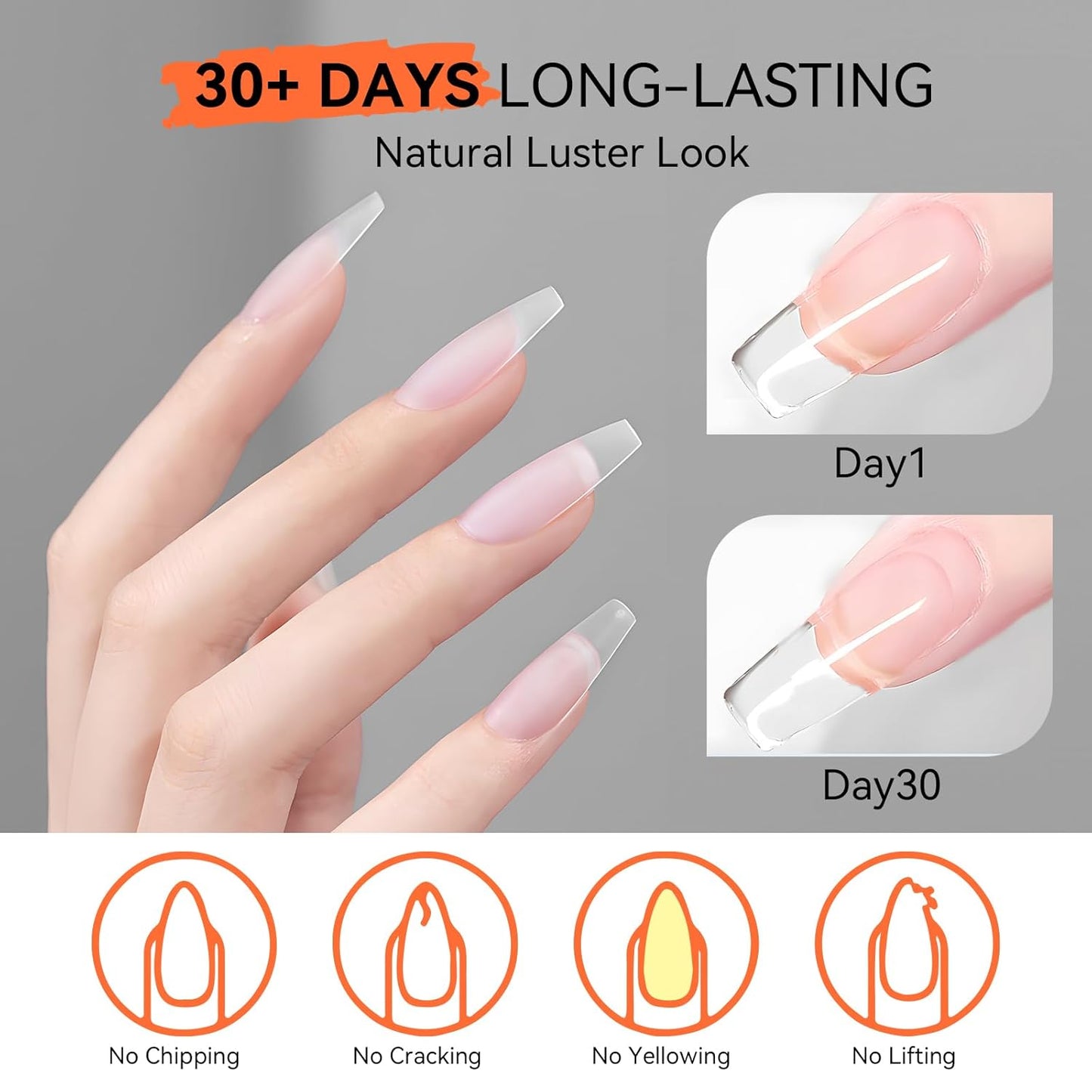 Makartt Clear Gel Builder: Nail Extension, Strong, Self-Levelling, Long Lasting for Strengthener Sculpture Broken Nails Repair Protection, UV LED Lamp Cure Required, Home Salon DIY Manicure 1.06 oz-BrightBean Baby