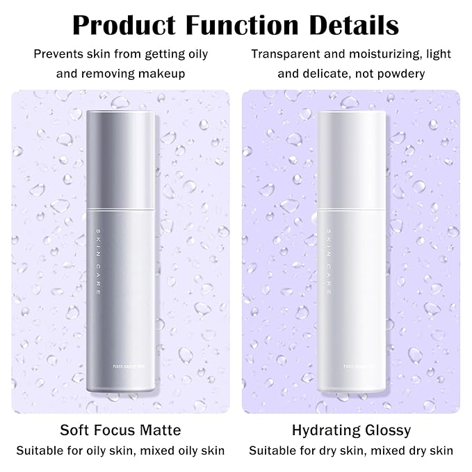 2PCS Makeup Setting Spray for Face,Waterproof Setting Spray for Makeup,Long Lasting Oil Control Finishing Holding Face Mist,Refreshing Hydrating Glossy and Matte Fixing Facial Mist Make Up Set A4-BrightBean Baby