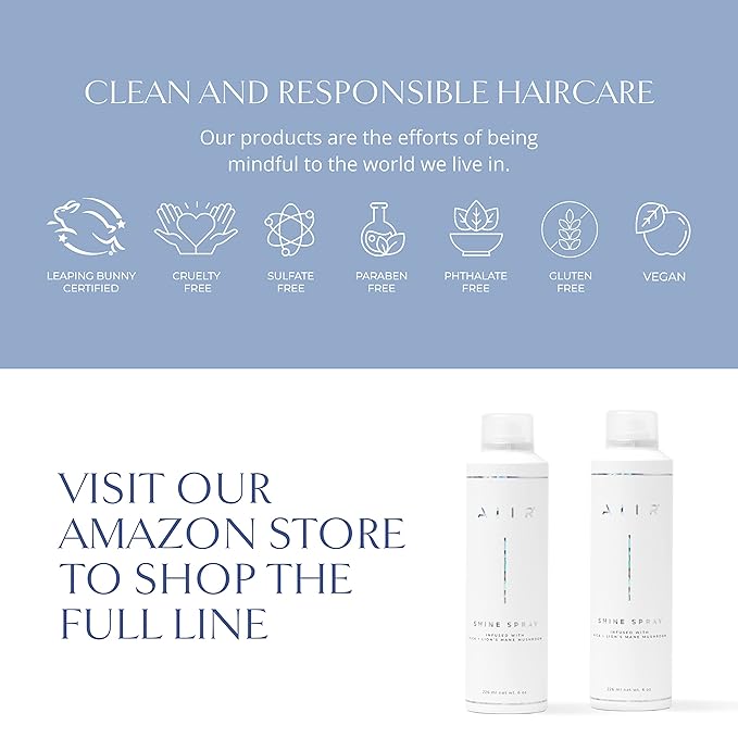 AIIR Shine Spray -Smoothing Spray for Glossy Sleek Hair, Humidity and Frizz Shield Spray, Gloss Spray, Lightweight Spray Coats and Protects Hair, Enhance Shine & Color with Reflect, 6 oz-BrightBean Baby