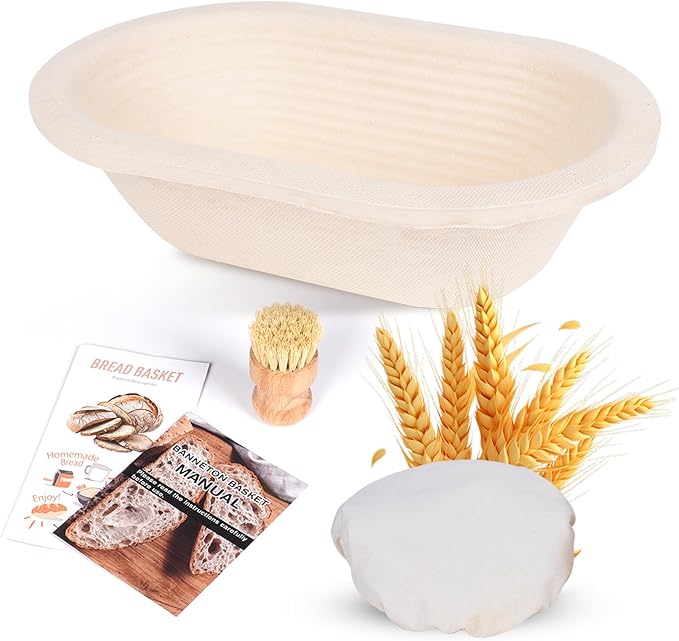 Non-Stick 11‘’ Oval Wood Pulp Banneton Bread Proofing Basket, Sourdough Banneton Basket, Bread Making Tool Brotform Sourdough Bread Baking Supplies