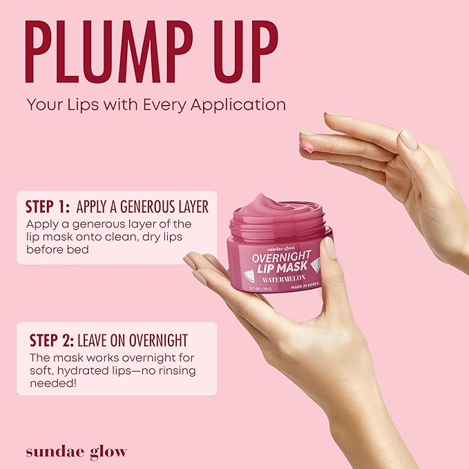 Watermelon Lip Mask - Dermatologist Tested, Anti-Aging, Korean Skin Care, Deep Hydration, Overnight Lip Repair - Vegan, Clean Beauty, 95% Natural, Cruelty-Free - 1 Pack-BrightBean Baby