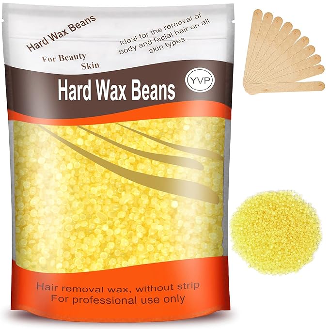 Hair Removal Wax Beads for Brazilian Waxing, Sensitive Skin - Face, Eyebrow, Legs At Home - 300g (10 Oz) with 10 Pearl Wax Sticks (Honey)-BrightBean Baby