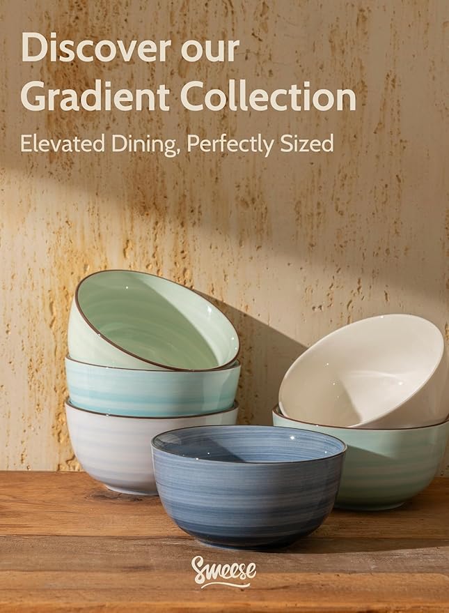 Sweese 4 Oz Porcelain Bowls Set - 6 Pack Mini Dipping Dessert Bowls, Microwave Dishwasher Safe, Multicolor