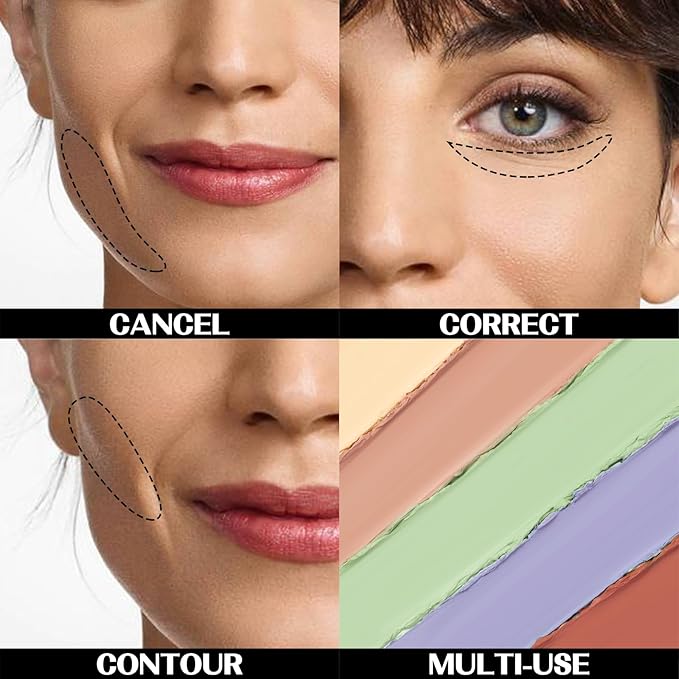 5 In 1 Multi-Use Correcting Concealer Palette,Waterproof Long Lasting Contour Palette,Professional Creamy Concealer Kit for Women,Easy to Create Full Coverage and Natural Finish.#6-BrightBean Baby