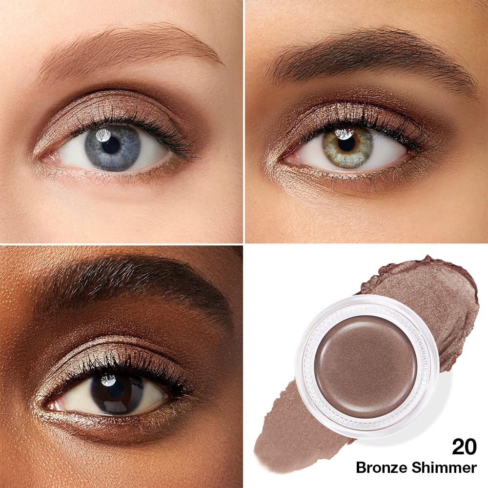 Cream Glitter Bronze Shimmer Metallic Eyeshadow Palette Makeup, Natural Single Mini Instant Holographic Eyeshadow For Women, Sombras Crema Para Ojos, Talc, Paraben & Cruelty Free, 20-BrightBean Baby