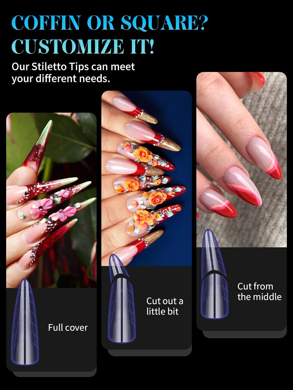 EBANKU Dual Nail Forms for Poly Extension Gel, 96 PCS Colorful Nail Molds Reusable Nail Extension Forms for Builder Gel Manicure Design Salon DIY-12 Sizes-BrightBean Baby