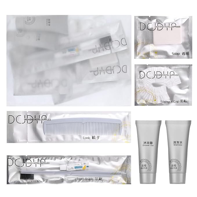 Hygiene Kit, Hygiene Kit Bulk, Travel Hygiene Kit With Toothbrush, Toothpaste, Comb, Shampoo, Shower Gel, Shower Cap And Soap, Individually Packed, Suitable For Hotel, Home, Travel (12 sets)-BrightBean Baby