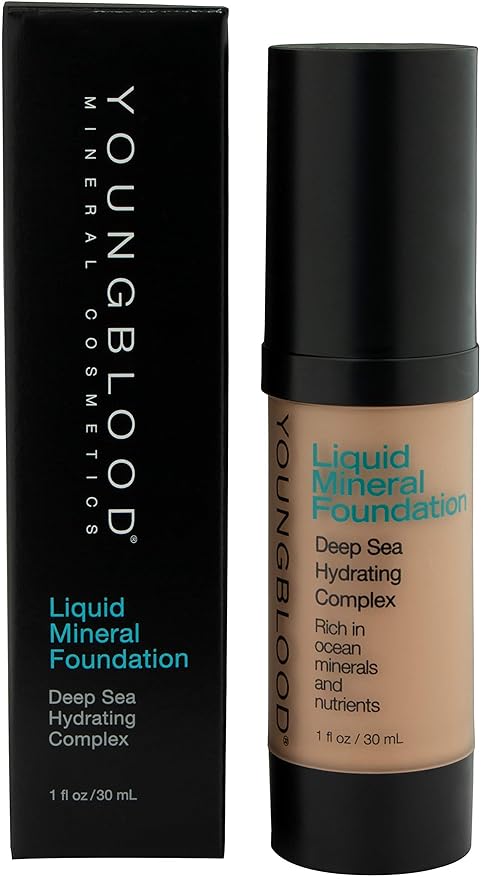 Youngblood Mineral Cosmetics Liquid Mineral Foundation, Golden Sun (Old Version) | Full Coverage Mineral Lightweight Makeup | Vegan, Cruelty Free, Paraben Free-BrightBean Baby