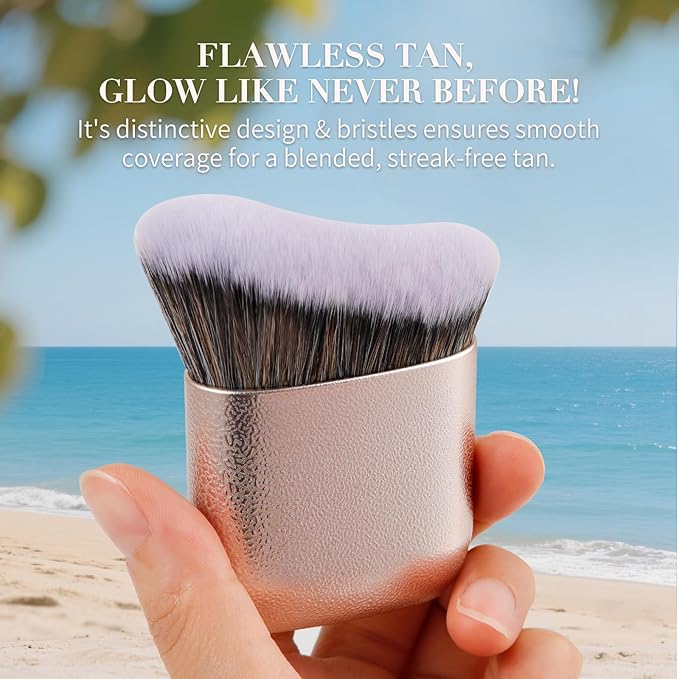 docolor Self Tanner Brush Body Makeup Brush for Flawless Face and Body Makeup, Sunless Tanner Blending Brush Body Brush for Self Tanner, Bronzer, Foundation, Vegan & Cruelty Free-BrightBean Baby