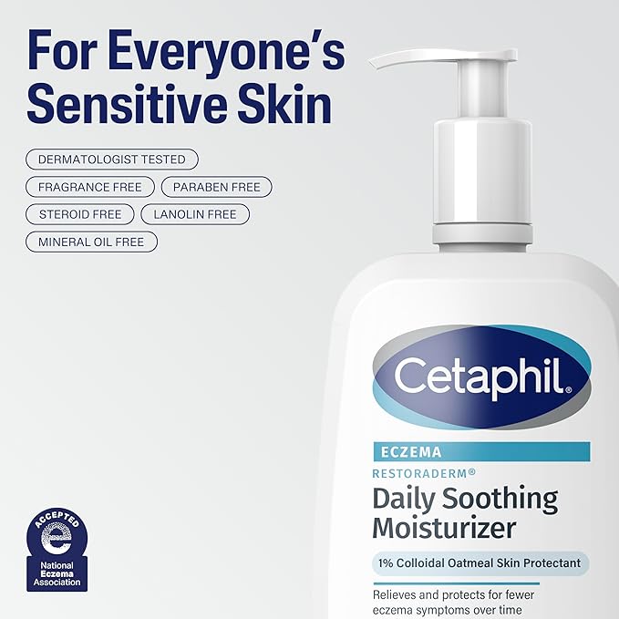 CETAPHIL RESTORADERM Soothing Moisturizer, For Eczema Prone Skin, 10 fl oz, For Dry, Itchy, Irritated Skin, 24Hr Hydration, No Added Fragrance, Doctor Recommended Sensitive Skincare Brand-BrightBean Baby
