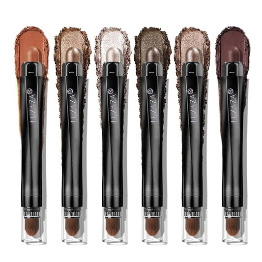 Neutral Eyeshadow Stick Makeup Set, Metallic Shimmer Matte Cream Eye Shadow Eyeliner Brightener Pencil Crayon - Cinnamon Coco-BrightBean Baby
