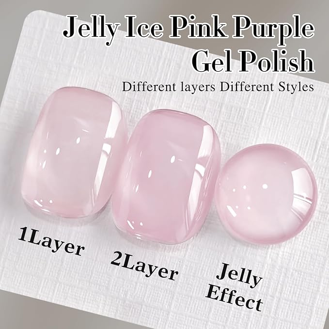 Double Rhythm Gel Polish Translucent Sheer Neutral Natural Light Milky Same Color Same Bottle 15ML Jelly Polish Art DIY at Home (Light Pink-A1381)-BrightBean Baby