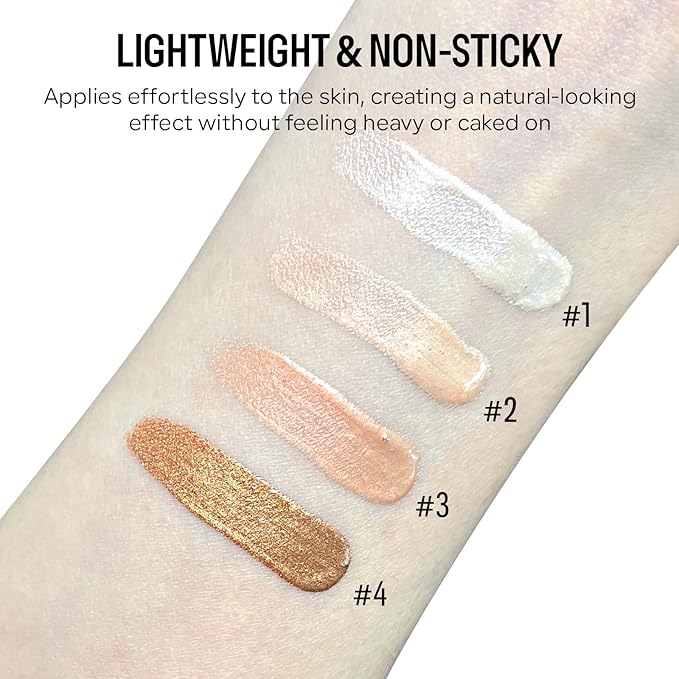 KYDA Liquid Highlighter, Moisturizing Liquid Illuminator for Face & Body, High Glossy Finish, Natural Glow Liquid Luminizer, Silky Creamy, Lightweight Blendable, by Ownest Beauty-#01-BrightBean Baby