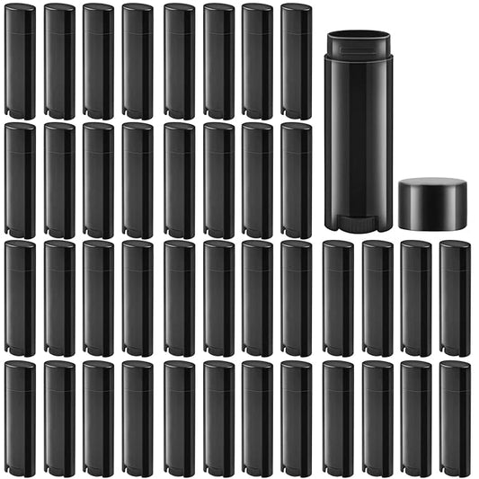 40 PCS 4.5g Oval Lip Balm Tubes Plastic Twist-up Filling Stick Refillable Lipstick Tube Containers for Chapstick Homemade Lip Balm DIY Deodorants Crayon (Black)-BrightBean Baby