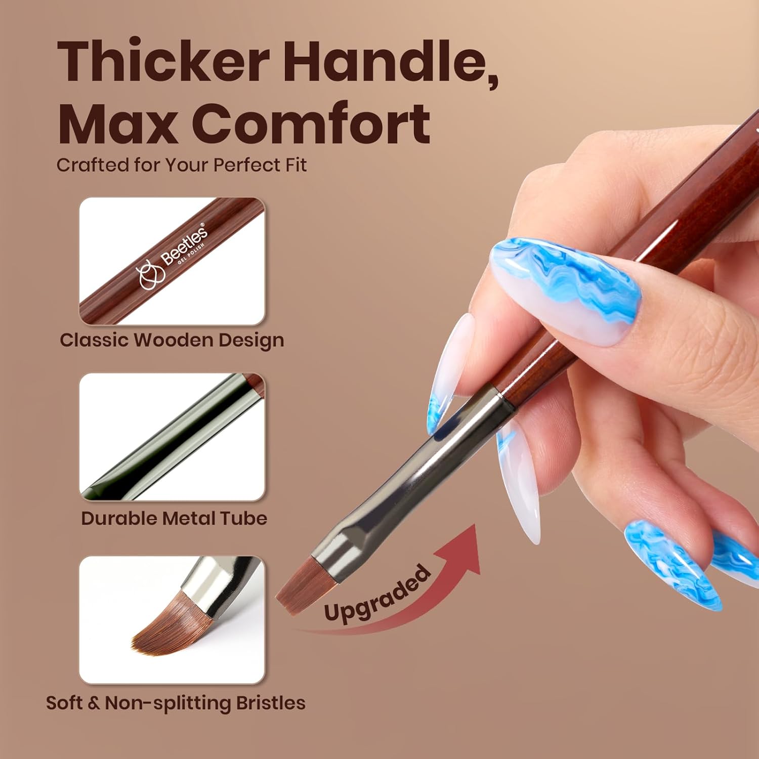 Beetles Nail Art Brushes Set, 6 PCS Multifunctional Nail Brushes for Nail Art Wooden Liner Brush Nail Drawing Pen Nail Art Tools with Nail Brush Holder&Palette for Nail Art Design-BrightBean Baby