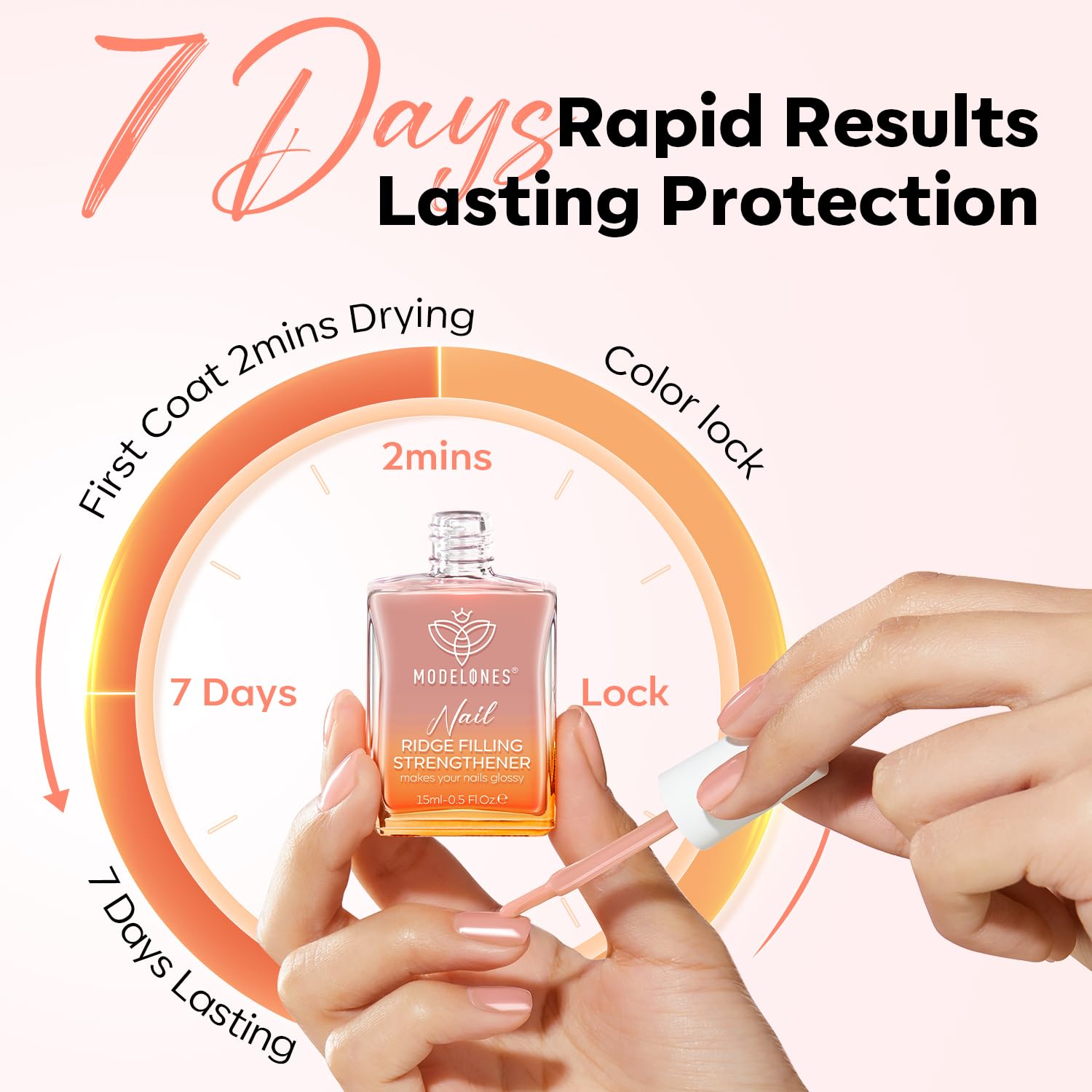 modelones Nail Strengthener and Growth Nail Hardener Extra Strong and Growth Nude Nail Polish Nail Repair for Damaged Nails Strengthening Polish Ridge Filler for Nails 15ml-BrightBean Baby