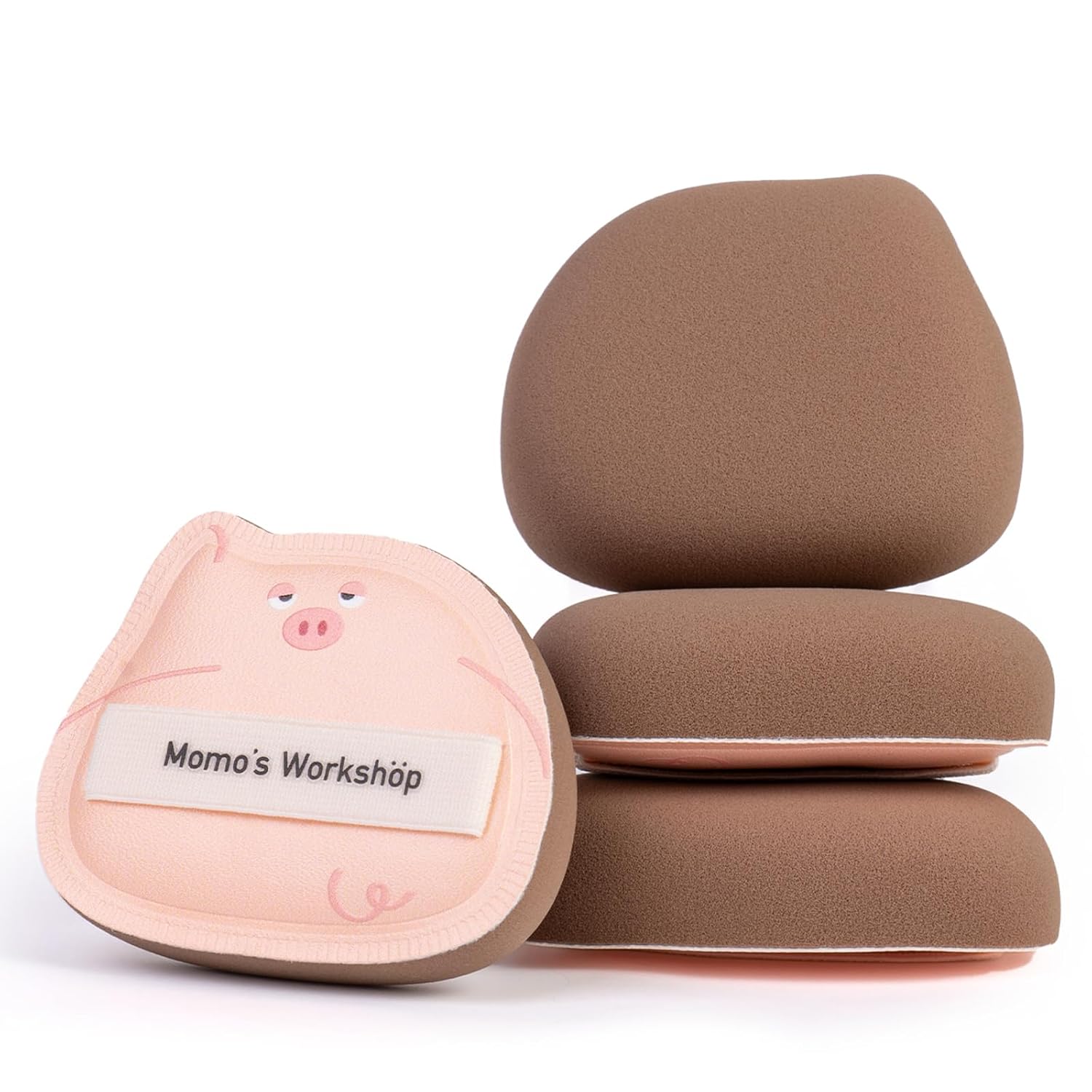 Sleepy Pig Puffs, Makeup Sponges Set, Dry&Wet Dual-Use Foundation Sponge - Hydrophilic Polyurethane, Expands 1.3x When Wet for Cream Foundation/Liquid Blush/Highlighter,2pcs Puffs & Storage Case-BrightBean Baby
