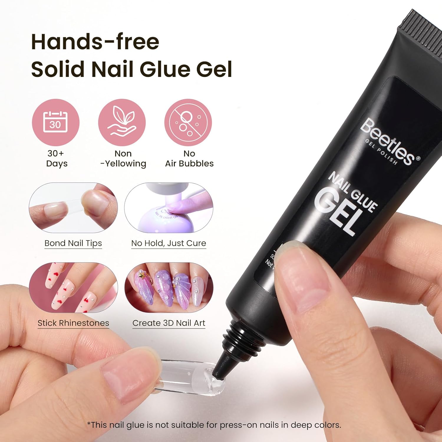 Beetles Gel Nail Kit Medium Square with Nail Dehydrator and Primer, 576Pcs Half Matte Etch-X Gel Nail Tips Solid Nail Glue Mini Nail Lamp Acrylic Nail Tips Easy DIY Nail Extension Set Gift for Women-BrightBean Baby