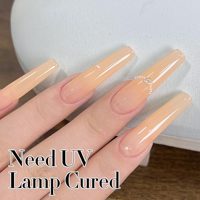 Double Rhythm Translucent Gel Polish Sheer Neutral Natural Light Milky Same Color Same Bottle 15ML Jelly UV Nail Polish Nail Art DIY at Home (Light Yellow Pink-A1423)-BrightBean Baby