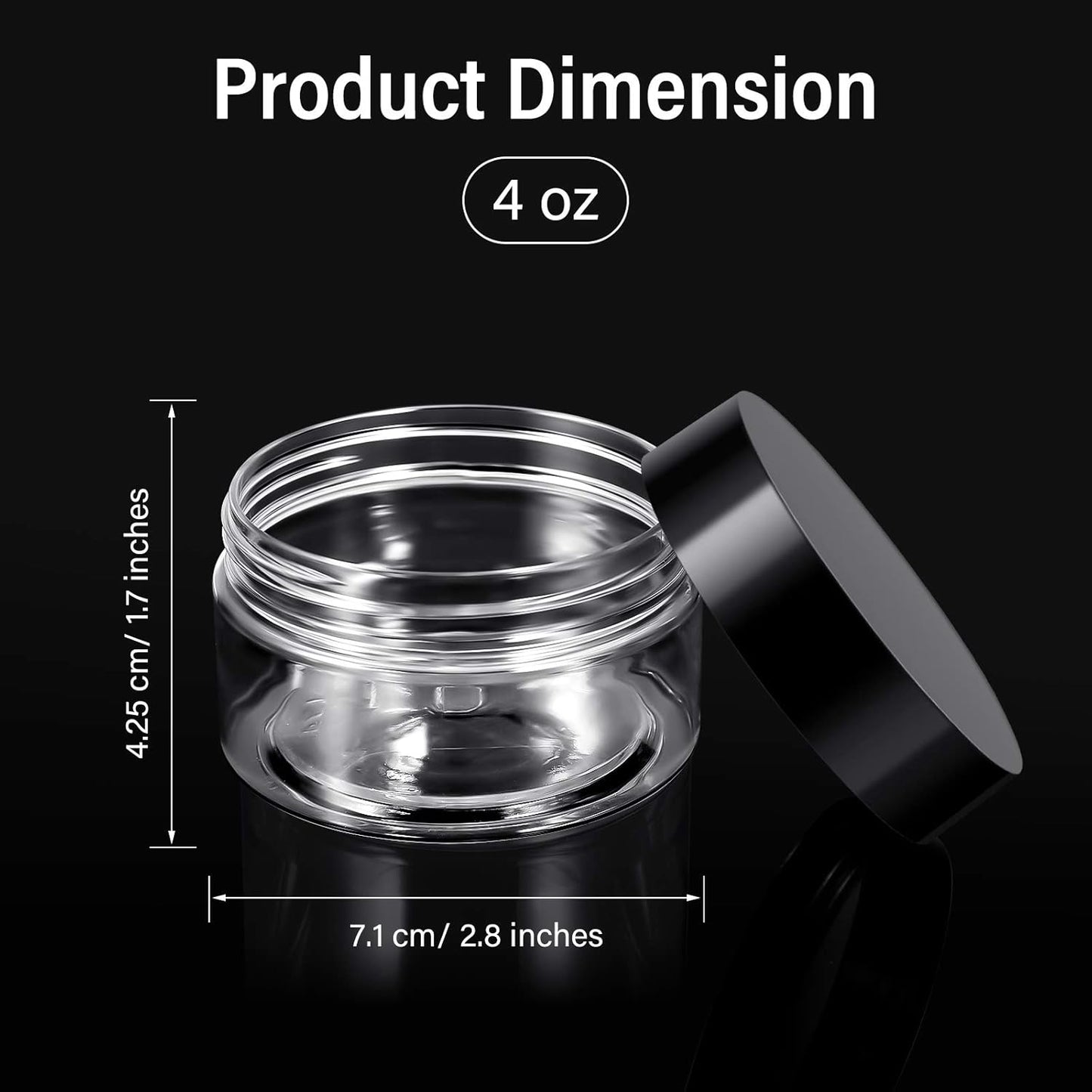 SATINIOR 100 Pcs Plastic Jars with Lids Small Containers Lids Wide Mouth Small Plastic Containers for Lotion Cream Rhinestones Body Butters Travel Storage(4 oz,Black)-BrightBean Baby