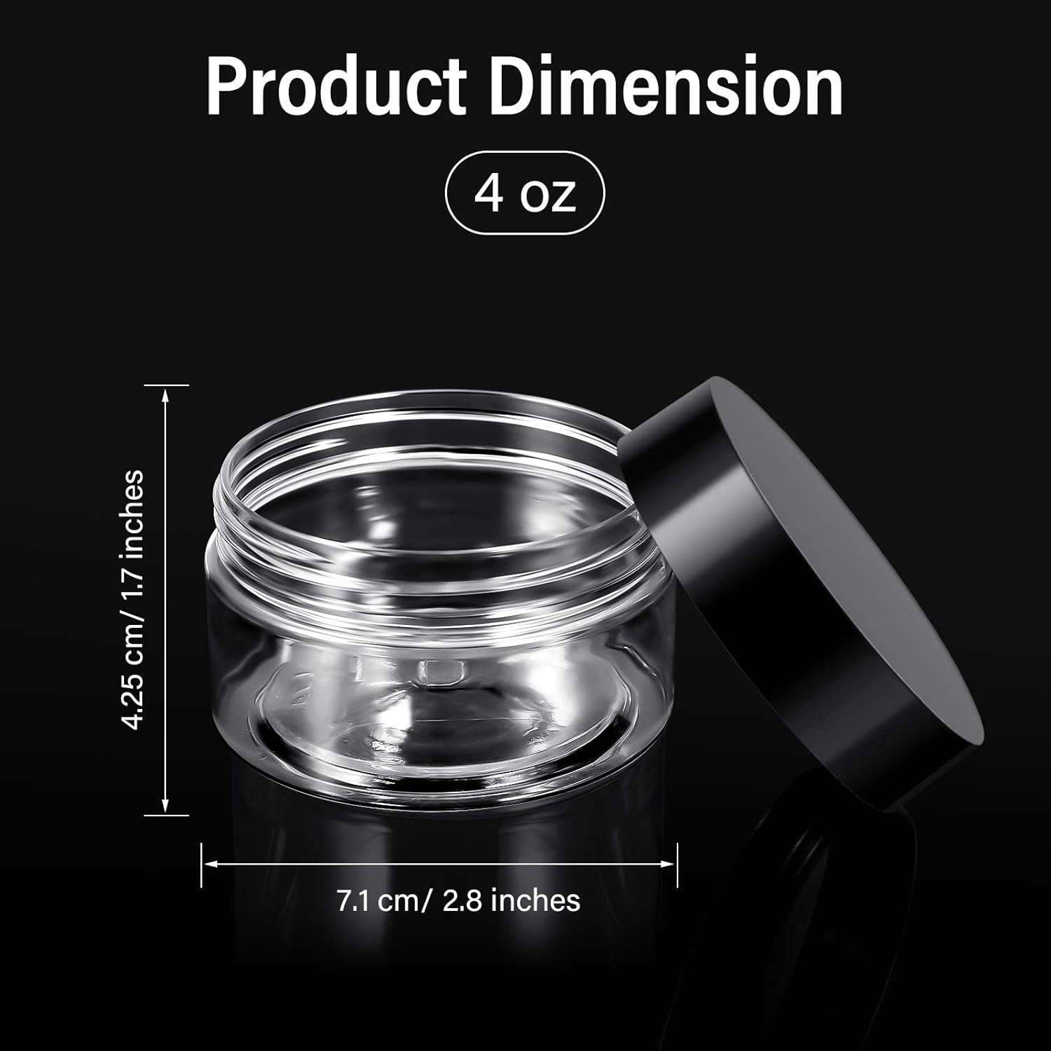 SATINIOR 100 Pcs Plastic Jars with Lids Small Containers Lids Wide Mouth Small Plastic Containers for Lotion Cream Rhinestones Body Butters Travel Storage(4 oz,Black)-BrightBean Baby