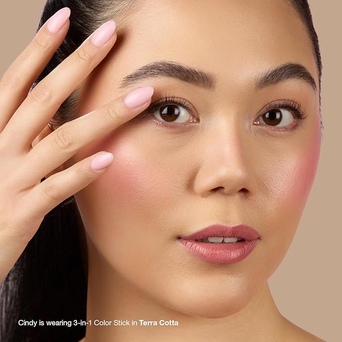 Mineral Fusion 3-in-1 Color Stick, Instant Color Pop and Blush for Cheeks, Creamy Lightweight Formula, Multi-Use Eye, Face, and Lip Makeup, Terra Cotta-BrightBean Baby