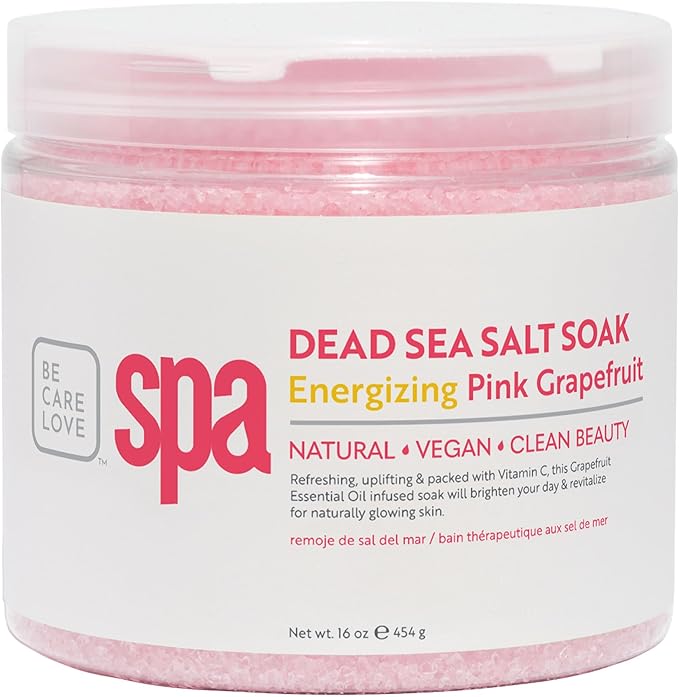 BCL SPA Dead Sea Salt Soak - bath salt with organic Pink Grapefruit, Shae Butter, Arnica, Aloe Vera juice, Chamomile, Argan oil & Jojoba oil skin exfoliator - Home/Professional use 16 fl oz-BrightBean Baby