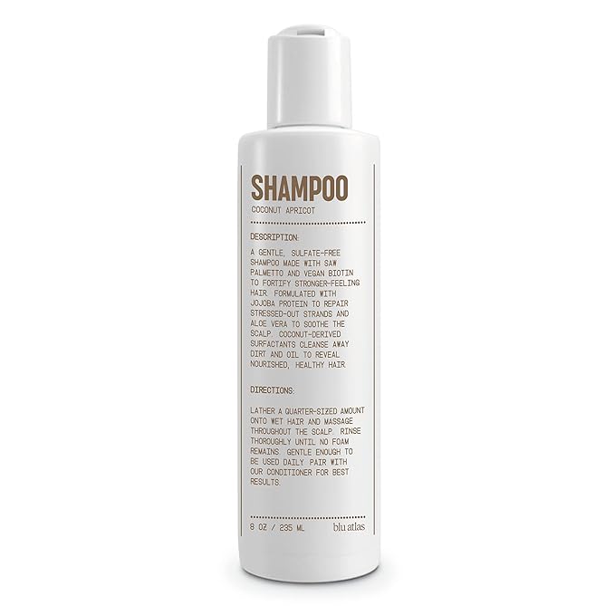 Blu Atlas Men's Natural Shampoo – Organic, Sulfate-Free, Paraben-Free – Deep Cleansing & Hydrating – Coconut Apricot Scent – Made in America – 8 oz-BrightBean Baby