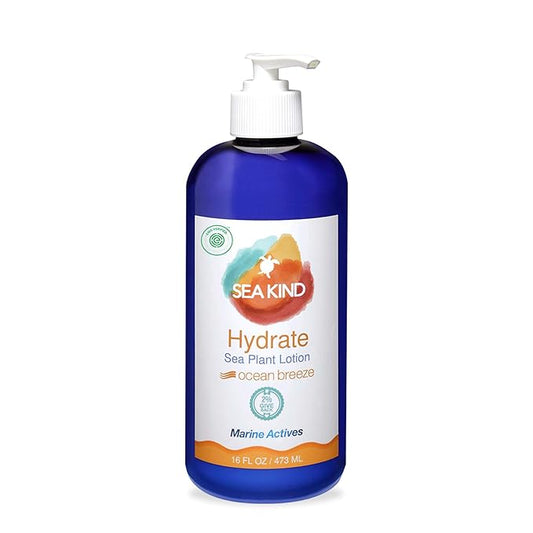 All Natural Hydrate Ocean Breeze Sea Plant Hand and Body Lotion for Women and Men, Essential Oil Scent, 16 Fl Oz, Non Comedogenic, Vegan Moisturizer for Dry and Sensitive Skin, No Parabens