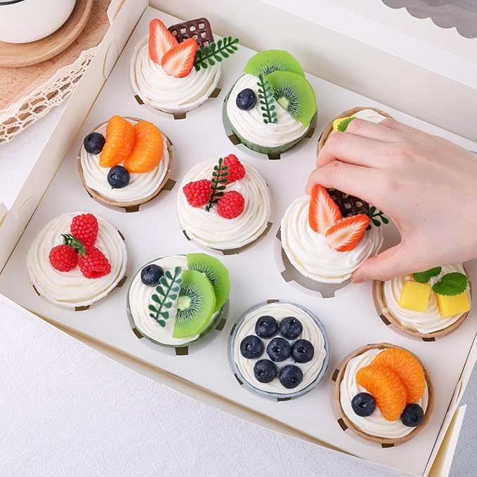 VGOODALL 6PCS White Cupcake Containers, 12 Count with Window Boxes Holding 72 Pastry Box for Birthday Holiday Party Bakery Supplies