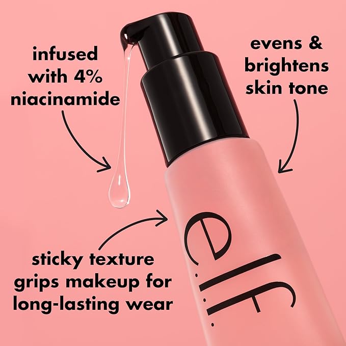 e.l.f. Power Grip Primer + 4% Niacinamide, Gel-Based & Hydrating Face Primer, Evens Skin & Brightens, Grips Makeup, Vegan & Cruelty-Free, 0.8 Fl Oz-BrightBean Baby