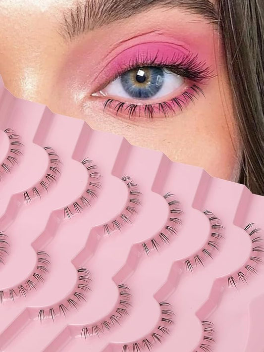 Lashes Natural Bottom Lashes 8mm Lower False Eyelashes Natural Look Strip Lashes Extention Wispy Bottom Eyelashes Fake Lashes Pack 7 Pairs-BrightBean Baby