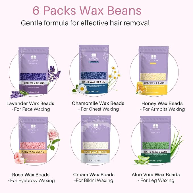 BLITZWAX Brazilian and Bikini Waxing Kit for Women, Hard Wax Warmer for Face, Legs, and Body, At Home Hair Removal Kit, Beginner Friendly, Quick Heating, Frost Reverb Digital Wax Pot-BrightBean Baby