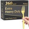 360 Count Extra Heavy Duty Gold Plastic Forks Disposable, BPA-Free, Heat Resistant, Solid and Durable Disposable Forks Bulk, Premium Plastic Forks heavy duty for Party Supply