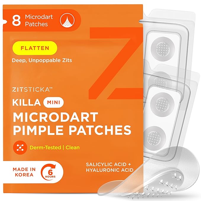 ZitSticka Killa Mini Acne Patches for Face - World's Most Potent Pimple Patch with Fast-Acting Microdarts - Starts Working within 2 Hours for Deep, Early-Stage Zits - 8 Count-BrightBean Baby