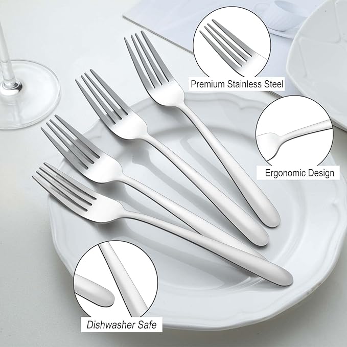 Pleafind 24-Pcs Dinner Forks, 7.1 Inch Forks Silverware, Silverware Forks, Stainless Steel Forks, Mirror Polished Forks Silverware Set, Forks Use for Home, Kitchen or Restaurant, Dishwasher Safe