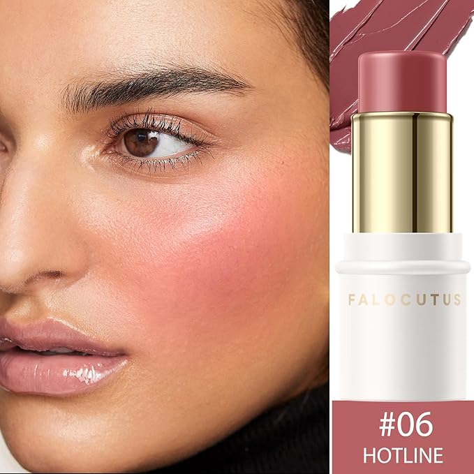 2Pcs Cream Blush Makeup Stick,Monochromatic Multi-Stick Face Blush for Cheek,Lip and Eye,Matte and Dewy Finish for Long Wearing,Easy Application.HOTLINE-BrightBean Baby