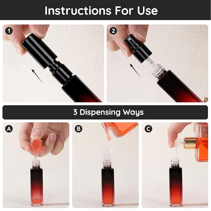 Segbeauty 0.34oz Perfume Atomizer for Travel, 5pcs Glass Refillable Perfume Spray Bottle, 10ml Mini Travel Size Cologne Sprayer Portable, Small Cologne Bottles with Clear Transfer Tool Set-BrightBean Baby