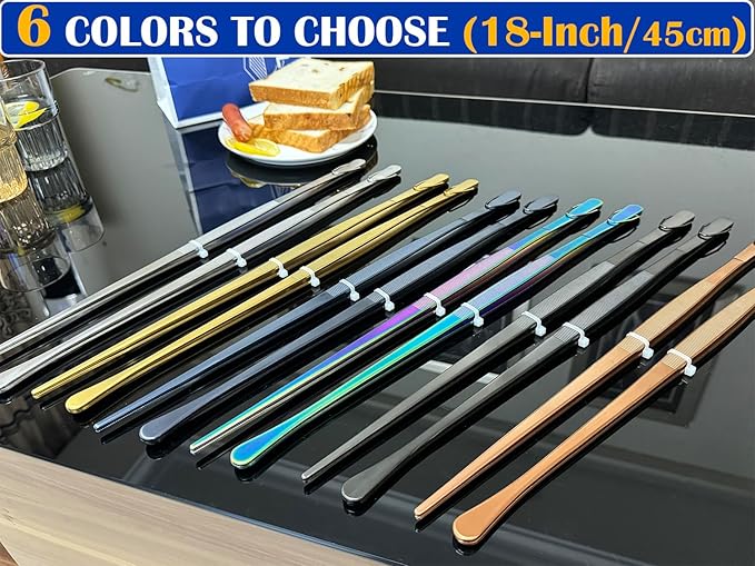 JETKONG 2 Pcs 18 Inch (45cm) Stainless Steel Grill Tongs Heavy Duty Giant Tweezer Tongs, Extra Large Tweezers Tools for Cooking, Grilling, BBQ and Turning Food (Navy Blue)