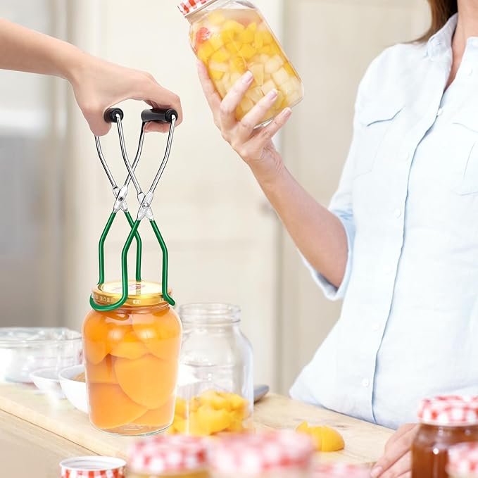 Canning Jar Lifter, Canning Tongs, Stainless Steel Jar Lifter with Rubber Grip Handle for Home Kitchen, Darkgreen